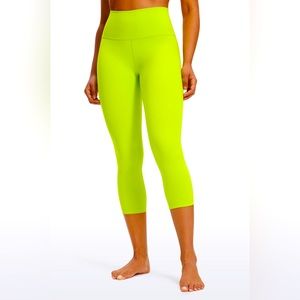 CRZ Yoga Fluorescent Yellow capri leggings w/ double pockets.